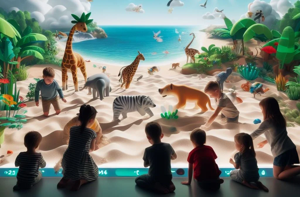 Interactive sand-box for children