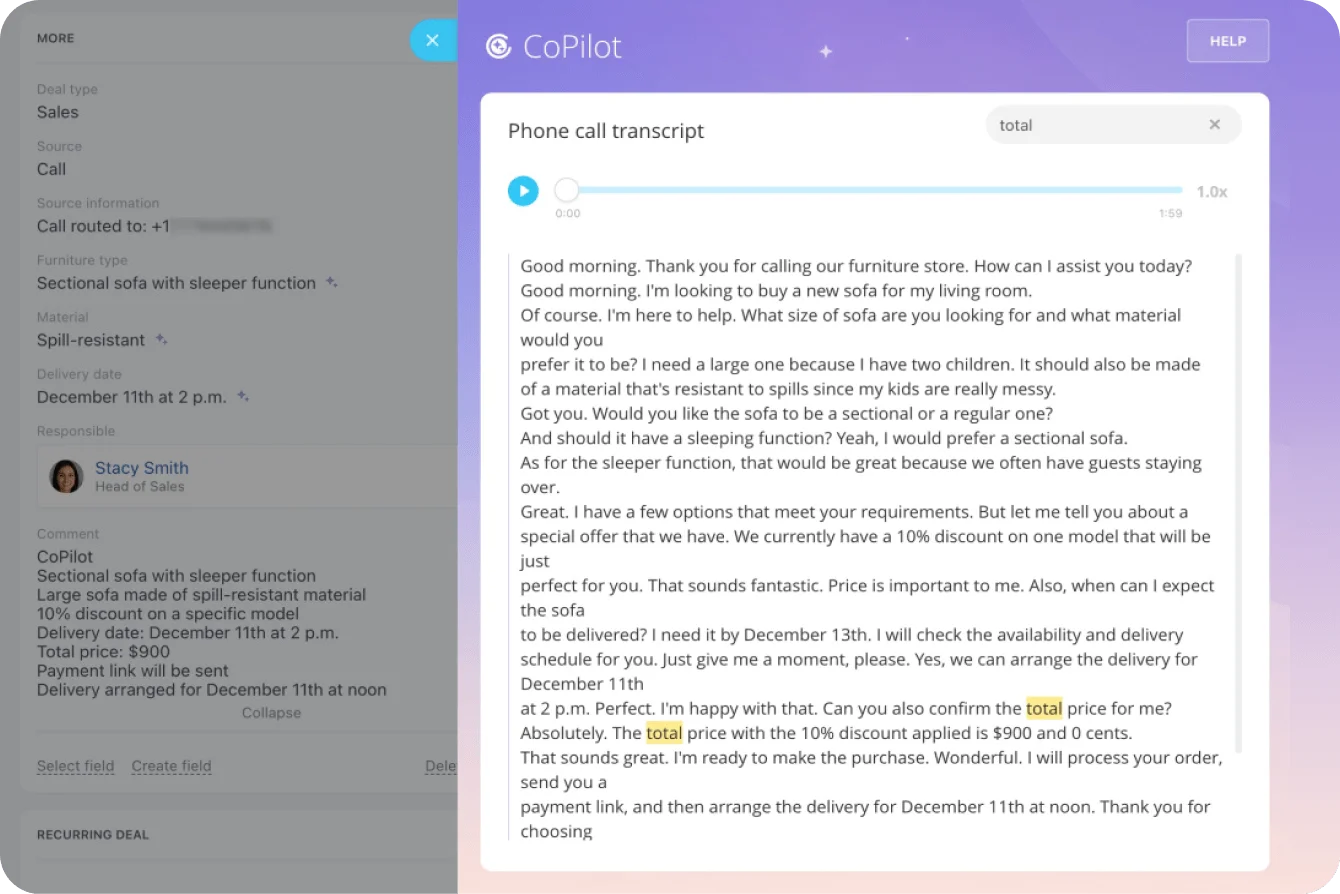 Call transcription and summarization